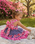 Ginger OOAK Pink & Purple Floral Tiered Dress - 12/18m
