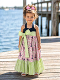 Peony OOAK Nautical Anchor & Stripe Maxi Dress — Size 2T