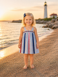 Hattie OOAK Blue Ticking Stripe Heirloom Dress - Size 2T