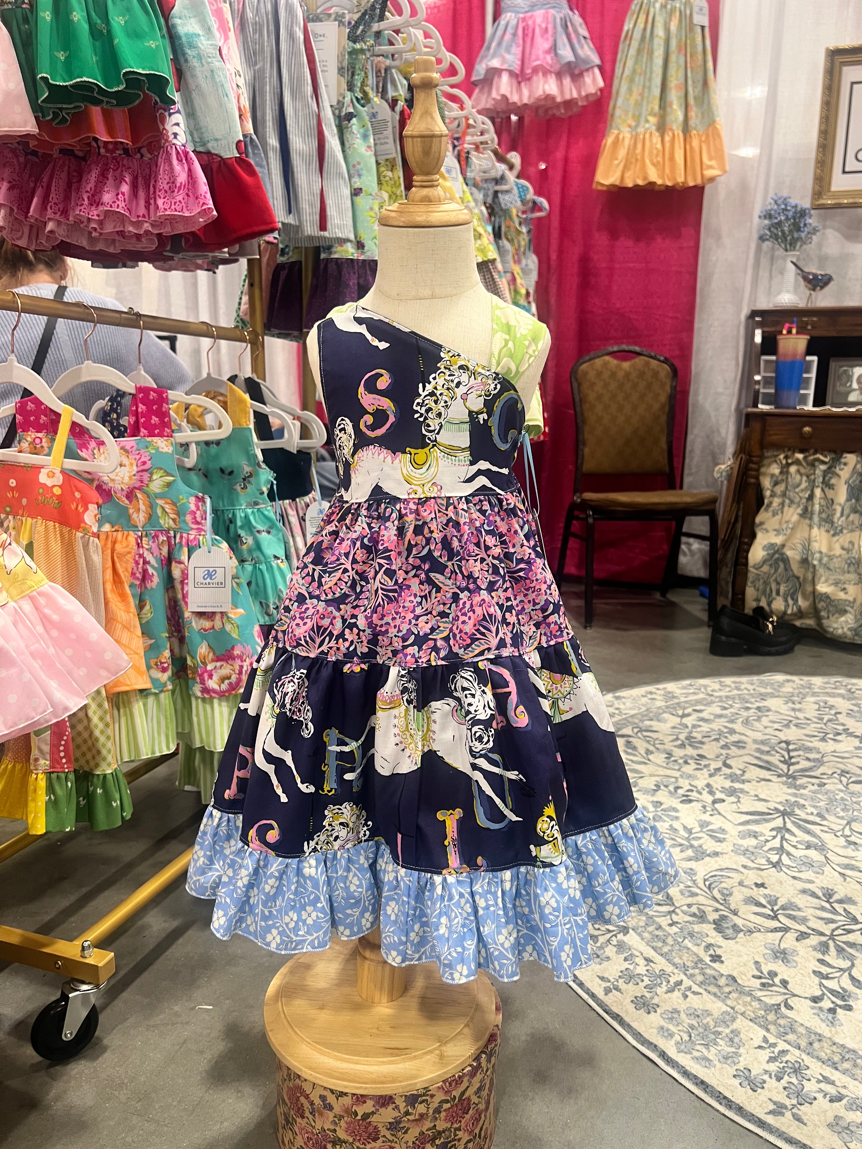 Ginger OOAK Whimsical Carousel Tiered Dress - Size 2T