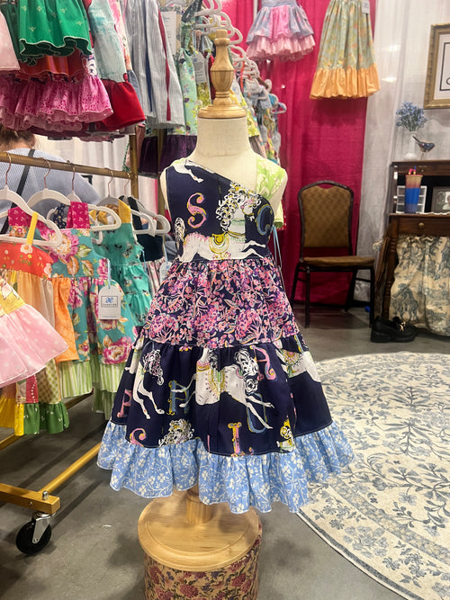 Ginger OOAK Whimsical Carousel Tiered Dress - Size 2T