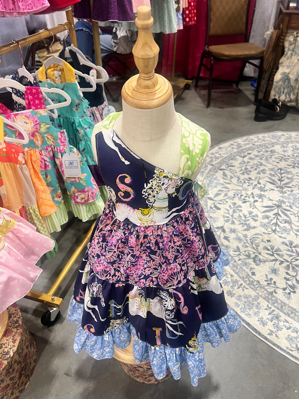 Ginger OOAK Whimsical Carousel Tiered Dress - Size 2T