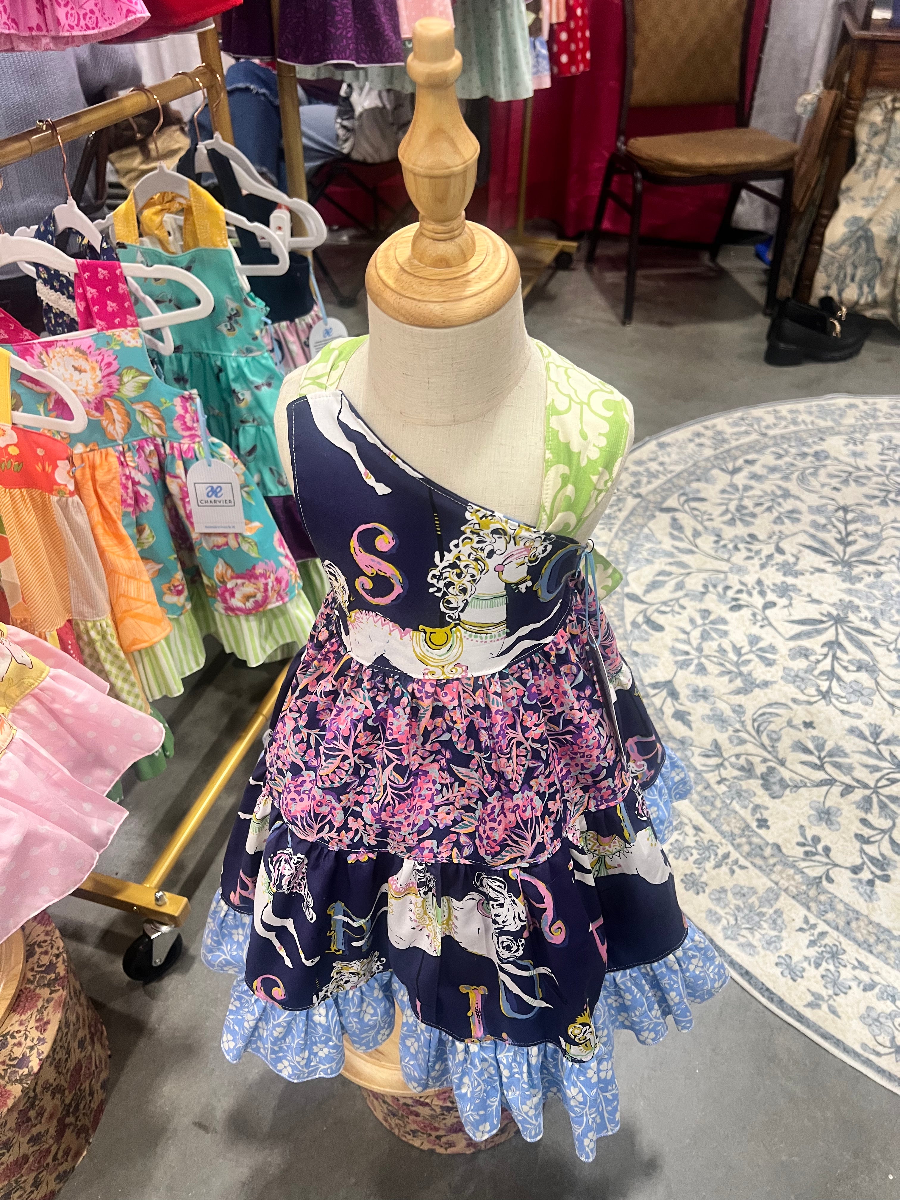 Ginger OOAK Whimsical Carousel Tiered Dress - Size 2T
