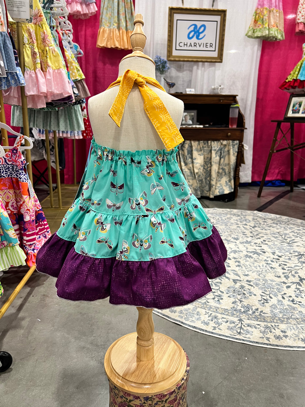 Lola OOAK Aqua & Purple Moth Dress — Size 2T