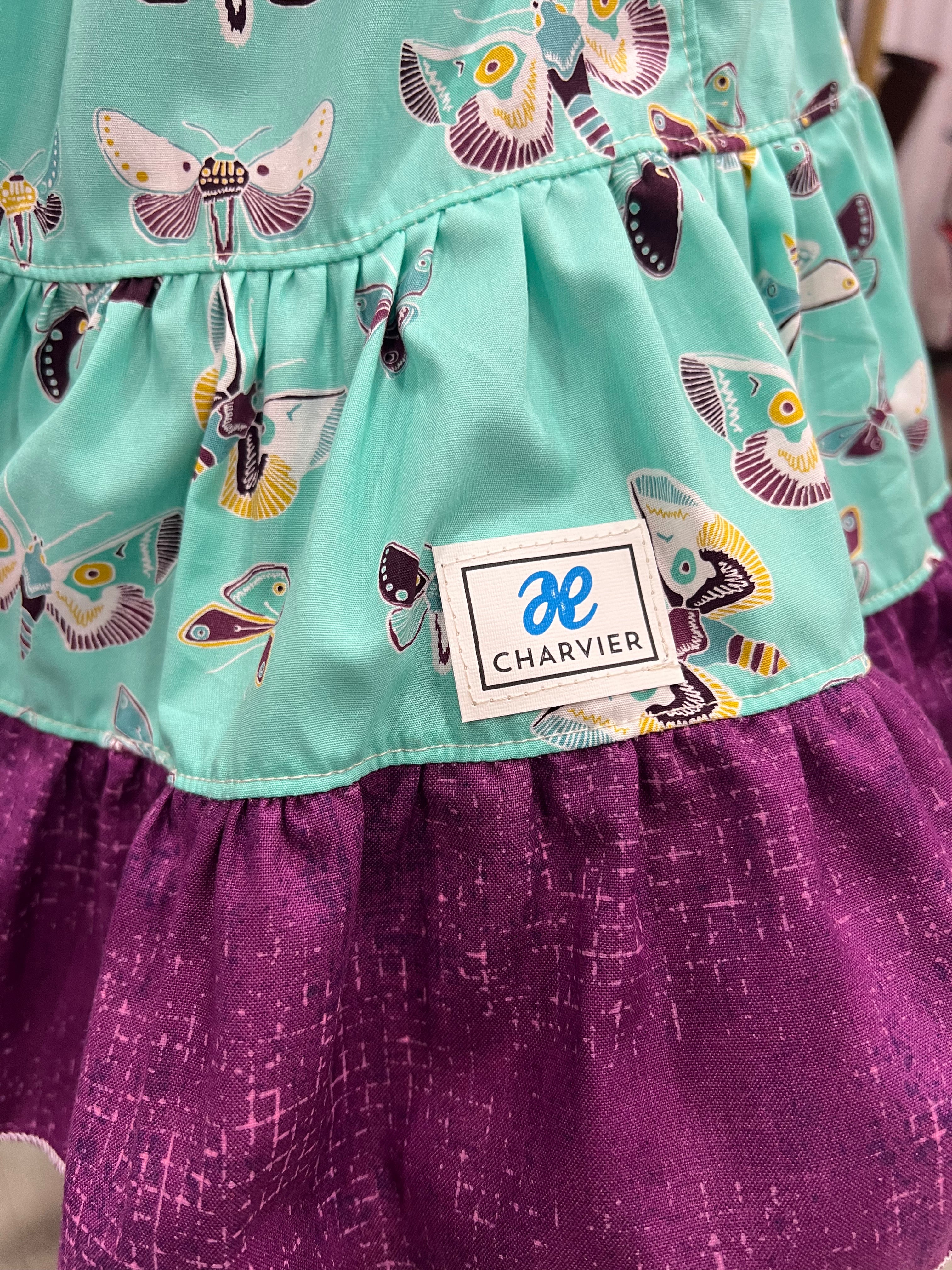 Lola OOAK Aqua & Purple Moth Dress — Size 2T