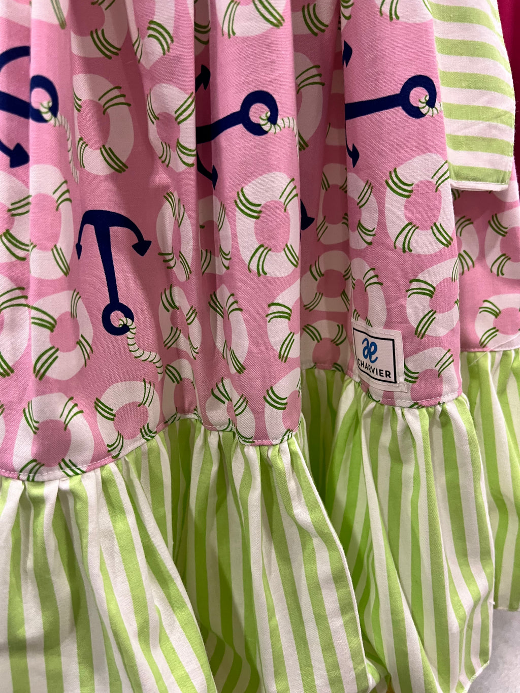 Peony OOAK Nautical Anchor & Stripe Maxi Dress — Size 2T