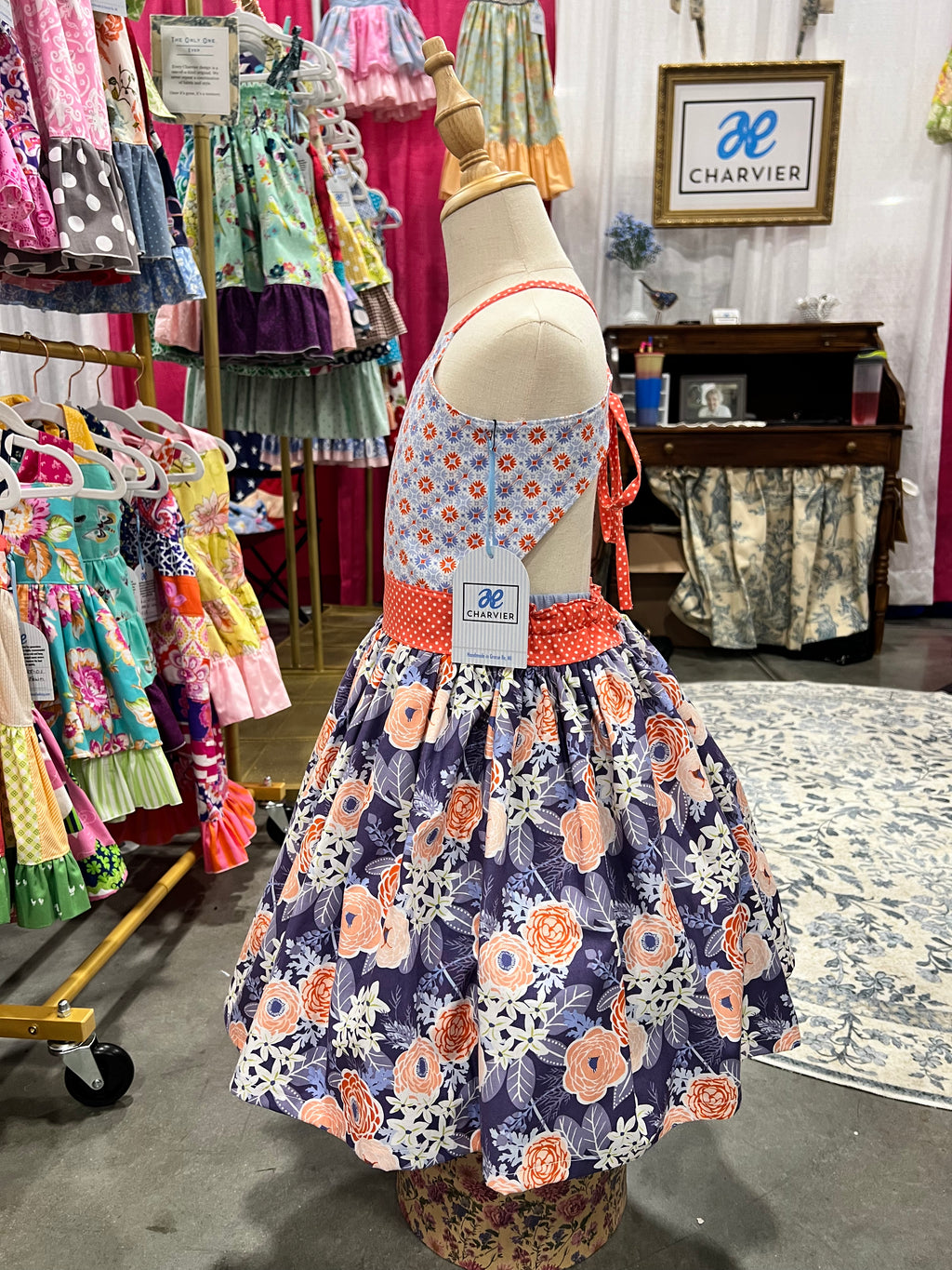 Everlee OOAK Handmade Girls Floral Halter Dress - Size 7