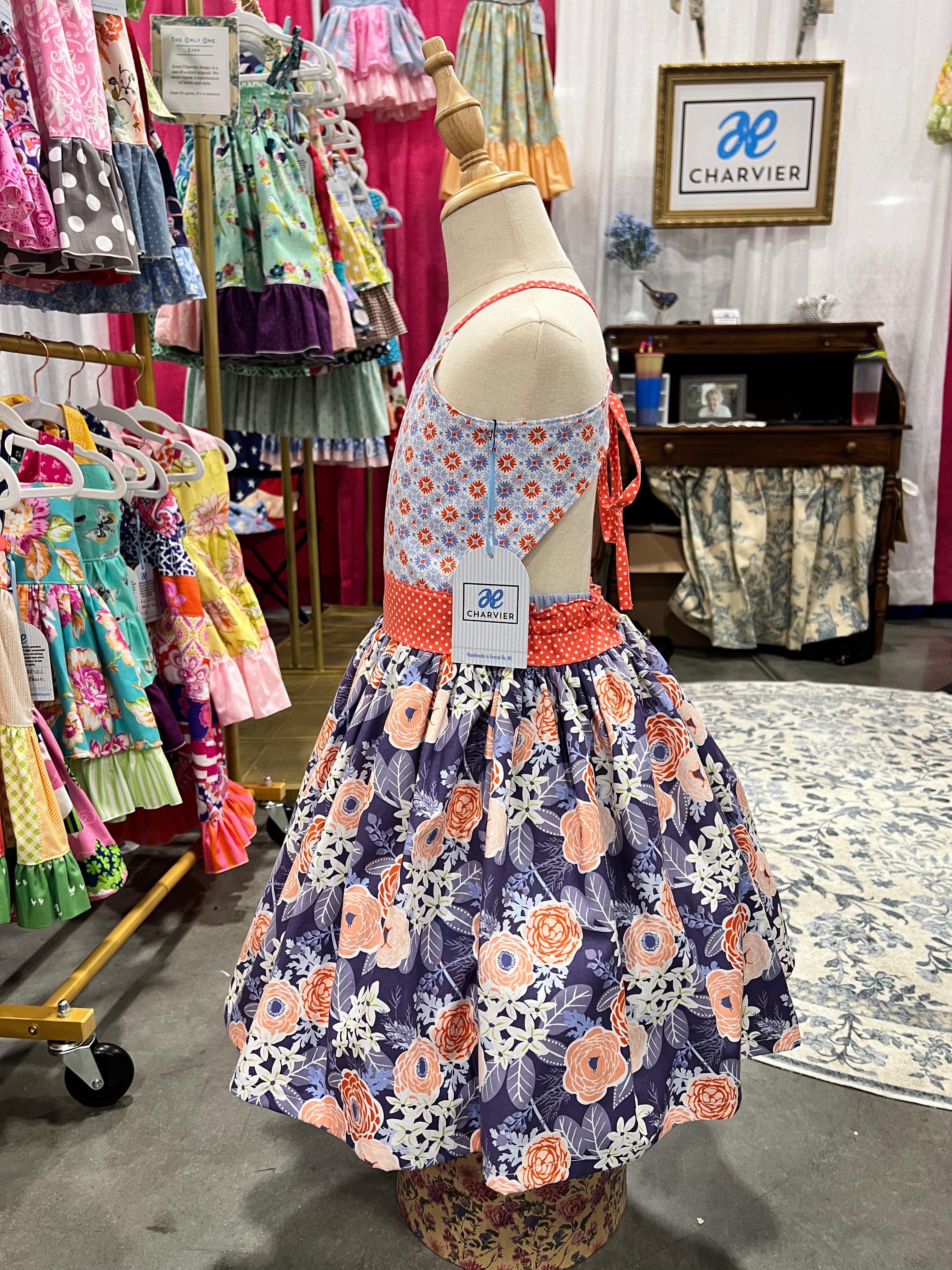 Everlee OOAK Handmade Girls Floral Halter Dress - Size 7