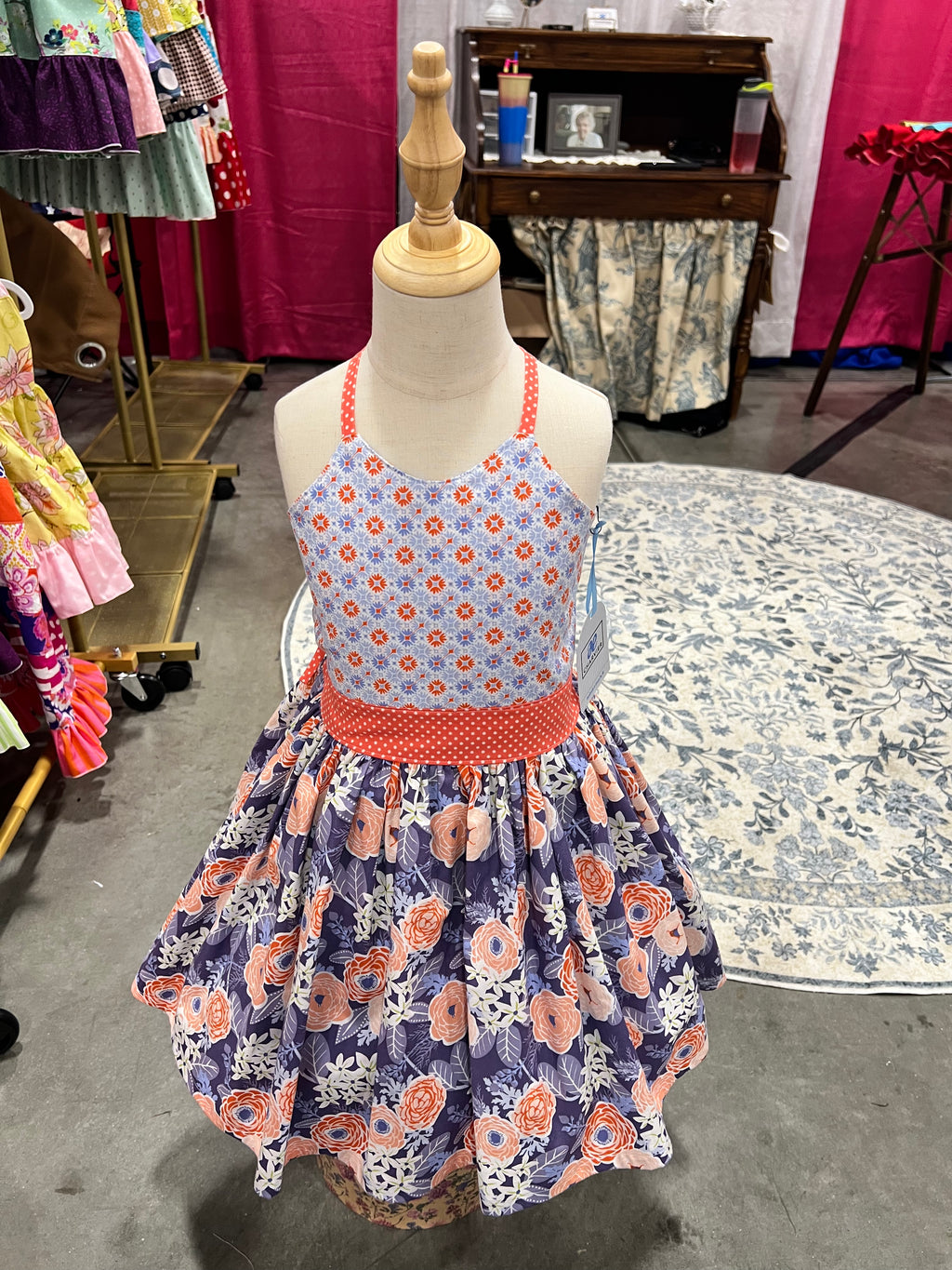 Everlee OOAK Handmade Girls Floral Halter Dress - Size 7